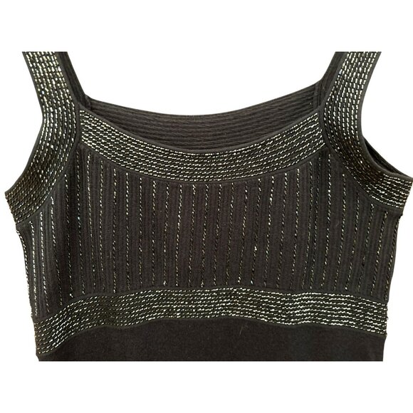 Ellen Tracy Womens Black Silk Cashmere Blend Beaded Tank Top Medium Quiet Luxury - Picture 2 of 7